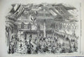 Old Antique Print 1859 Banquet Hotel Gouvernment Fort France Martinique 19th