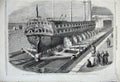 Old Antique Print 1859 Slipway Cronstadt Russian Government Ship Grissell 19th