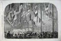 Old Antique Print 1859 Cobden Banquet Rochdale Tent Flags People Williams 19th