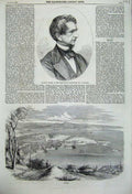 Old Antique Print 1859 Portrait Governor Seward New York Trieste Harbour 19th