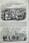 Old Antique Print 1859 Edmund Main Colliery Barnsley Devon Railway Train 19th