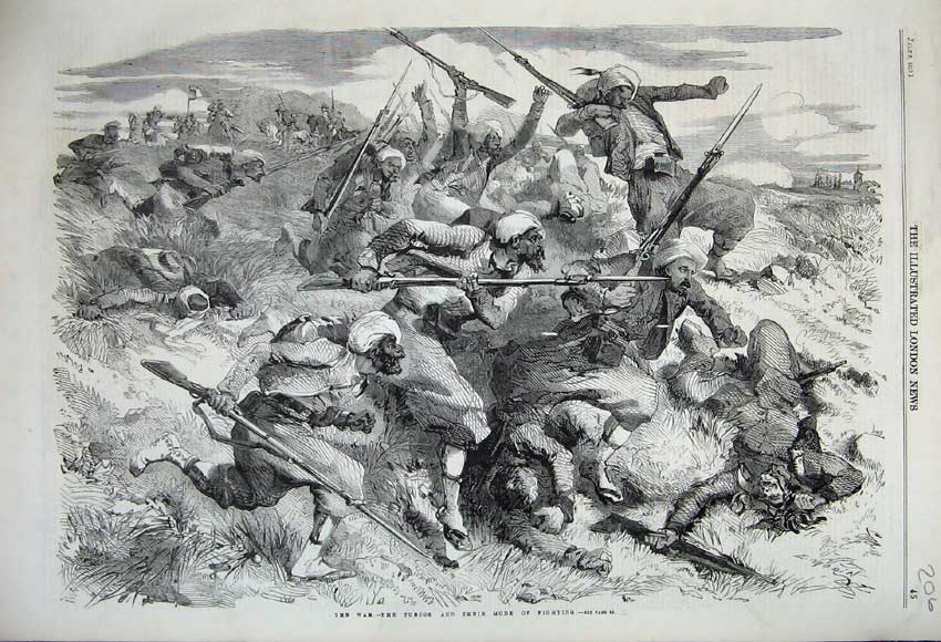 Old Antique Print 1859 War Turcos Fighting Battle Rifled Spear Field Army 19th