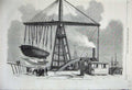 Old Antique Print 1859 Deck Great Floating Derrick Lifting Wrecks Ships 19th