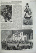 Old Antique Print 1859Prince Alfred Athens British Legation Clara Theatre 19th