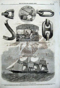 Old Antique Print 1859 New Screw Steam Ship Thunder Test-House Dockyard 19th