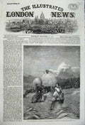 Old Antique Print 1859 Barleyfield Farming Haystack Hicks Wallis Gallery 19th