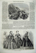 Old Antique Print Paris Fashion 1859 Devon Railway Destruction Storm Gale 19th