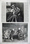 Original Old Antique Print Literary Club Boswell Langton Burke Nugent Men 1859