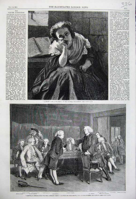 Original Old Antique Print Literary Club Boswell Langton Burke Nugent Men 1859