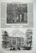 Original Old Antique Print 1859 Royal Exchange Marlborough House Prince Wales