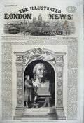 Original Old Antique Print Bust Schiller Danneker Library Weimar 1859 Amtique