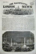 Old Antique Print 1859 Schiller Festival Crystal Palace Sydenham Garden 19th
