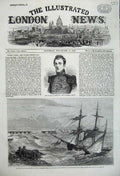 Old Antique Print 1859 Earl Waldegrave Storm Yarmouth Britannia Pier Ship 19th