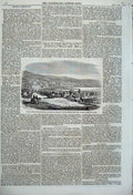 Original Old Antique Print 1859 Foundation Stone Odd Fellows Hall New Zealand
