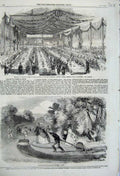 Old Antique Print 1859 Watering Machine Paris Banquet Market Exeter Food 19th