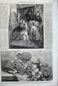 Original Old Antique Print 1859 Indian Fruit Island Java French Peasants Child
