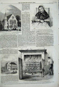 Old Antique Print 1859 Cardigan New Market Elizabeth Kerry Chapel Geese 19th