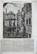 Old Antique Print 1859 Fatal Explosion Birmingham Ruins Buildings Houses 19th