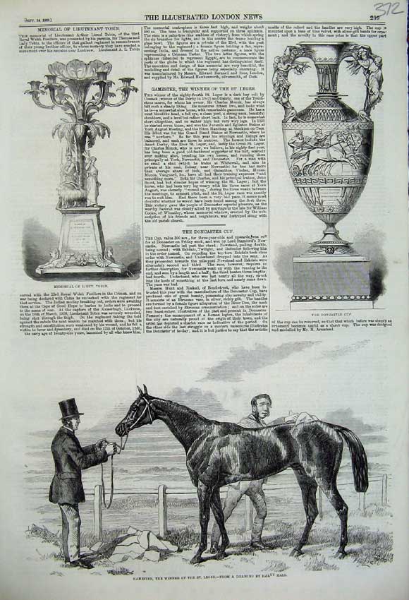 Original Old Antique Print 1859 Gamester Horse Leger Doncaster Cup Sport Tobin