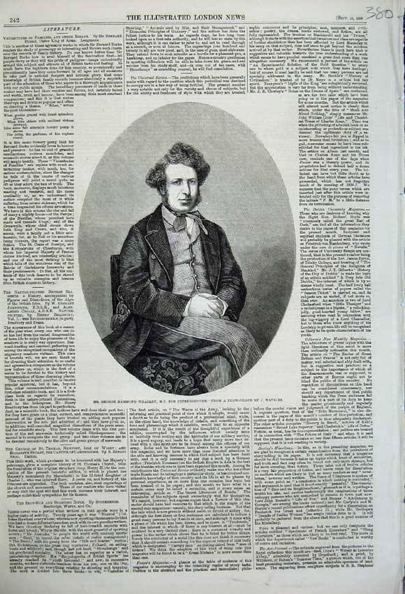 Original Old Antique Print 1859 Portrait George Hammond Whalley Peterborough