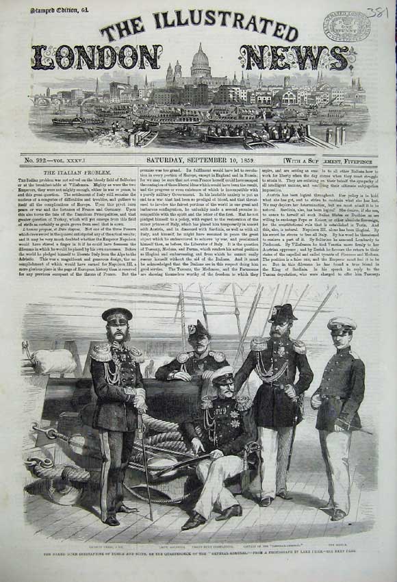 Old Antique Print 1859 Duke Constantine Russia Colonel Greig Glovine Men 19th