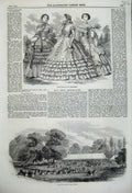 Original Old Antique Print Paris Fashion 1859 Harvest Home Brent Agricultural