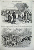 Original Old Antique Print 1859 Turco Musicians Camp Maur Army Italy Siers War