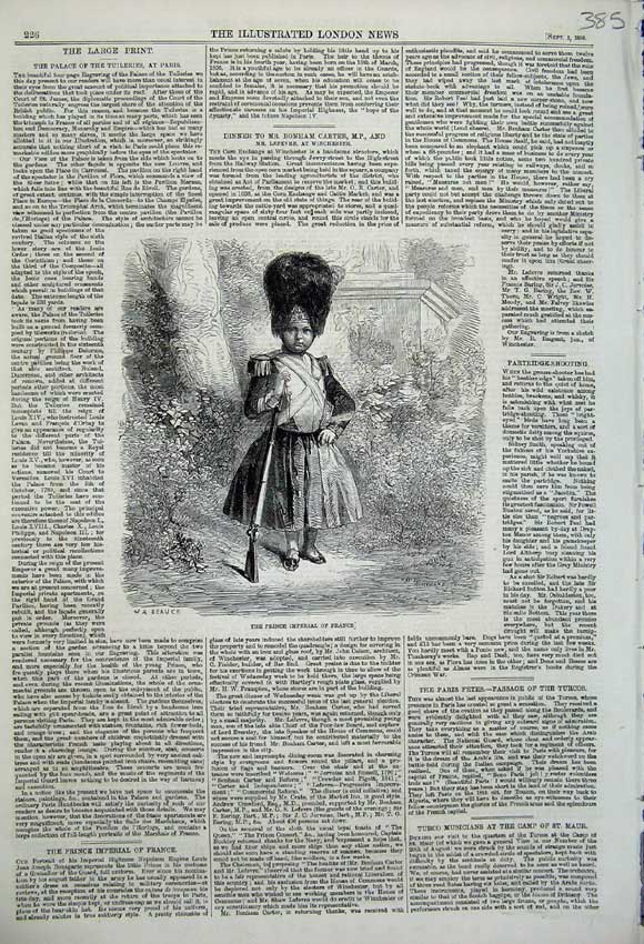 Old Antique Print 1859 Portrait Prince Imperial France Uniform Young Boy 19th