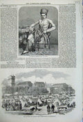 Original Old Antique Print 1859 Cursetjee Jamsetjee Bombay Paris Fete Camp Maur