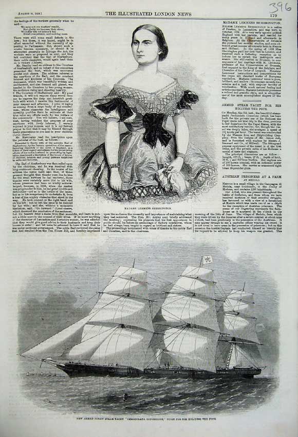 Original Old Antique Print Lemmens Sherrington 1859 Immacolata Concezione Ship
