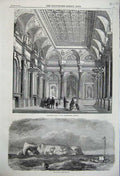 Old Antique Print 1859 Heligoland Banqueting Hall Clothworker'S Company 19th