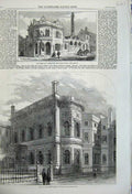 Original Old Antique Print 1859 Clothworker'S Company Baths Washhouse Newcastle