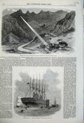 Old Antique Print 1859 Great Eastern Ship Martin'S Hole Bernese Alps Elm 19th