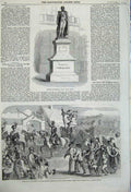 Original Old Antique Print 1859 Statue Marshal Lobau Italy Hungarian Volunteers