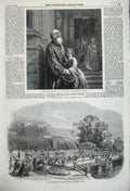 Original Old Antique Print 1859 Palmhouse Kew Gardens Blind Beggar Dyckmans Art