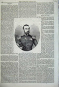 Original Old Antique Print 1859 Portrait King Sweden Army War Sier Man 19th