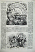 Original Old Antique Print 1859 Goodwood Race Prize Plate Races Horse Sport Dog