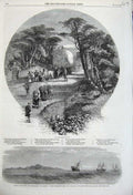 Old Antique Print 1859 Farming Hay Stack Cart Mail Steam Ship Paramatta 19th