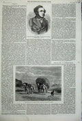 Old Antique Print 1859 Portrait Jacob Bell Hay Cart Farming Horse France 19th