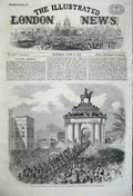 Original Old Antique Print 1860 Volunteer Review Hyde Park Constitution London