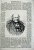 Original Old Antique Print 1860 Portrait Richard Barrow Esq Man 19th