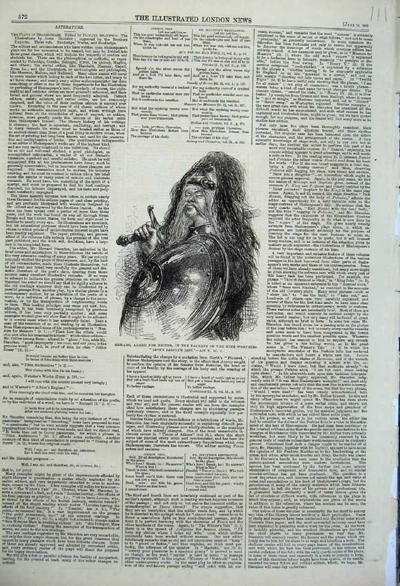 Old Antique Print 1860 Portrait Armado Armed Hector Pageant Nine Worthies 19th