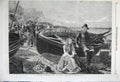 Old Antique Print 1860 Missing Crew Ship Shore Woman Sailing Boat Sailors 19th