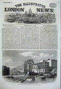 Old Antique Print 1860 Porta Felice Marina Palermo Sicily Boats Buildings 19th