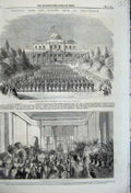 Old Antique Print 1860 Flower Show Pitville Spa Gloucestershire Rifle War 19th