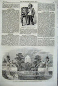 Old Antique Print 1860 Fountain Serpentine Italian Garden Mohammed Baux 19th
