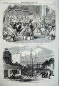 Original Old Antique Print 1860 James Hall Concert Vocal Association Greenwich