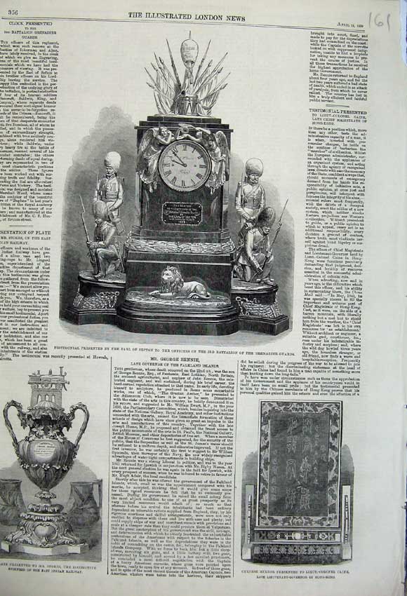 Original Old Antique Print 1860 Testimonial Earl Sefton Stokes Railway Mirror