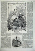Original Old Antique Print 1860 Paris Fashion Wesleyan Chapel Wednesfield Heath