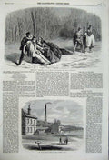 Original Old Antique Print 1860 Christmas Eve Theatre Drury Juravleff Ropewalk